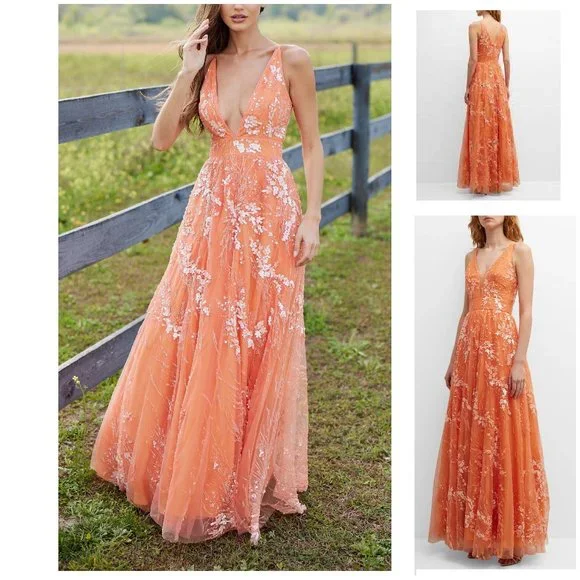 Dress the Population | Dresses | Nwt 698 Dress The Population Black Label  Samira Beaded Gown Dress In Coral | Poshmark
